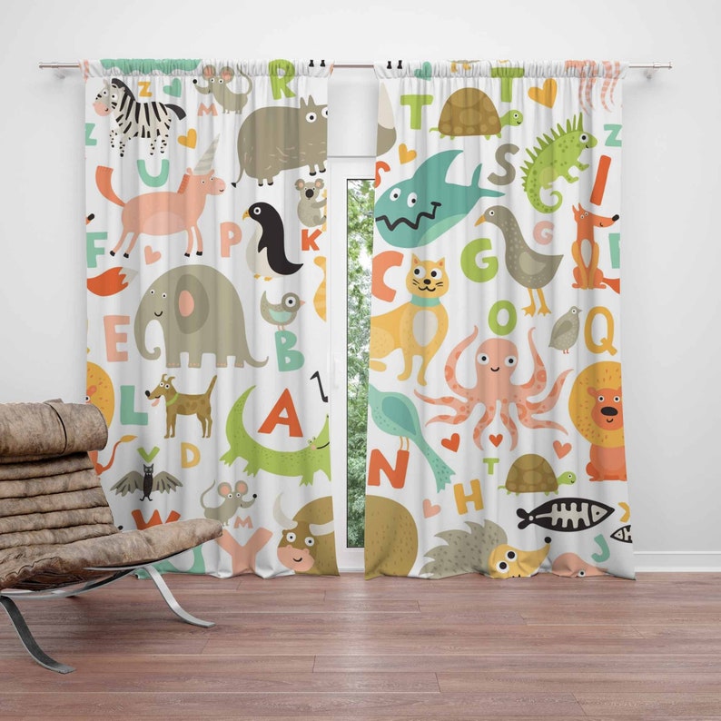 Baby Nursery Blackout Curtains - ABC Alphabet Nursery Curtain Animal Kids