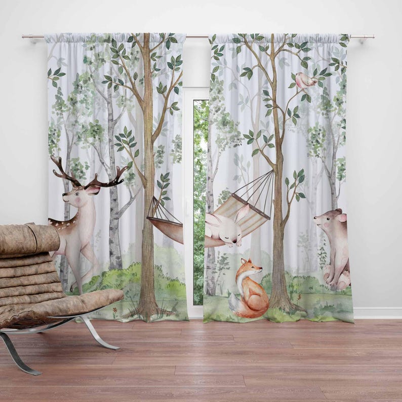 Baby Nursery Youtube - Woodland Animals Curtains Kids Bedroom Curtains