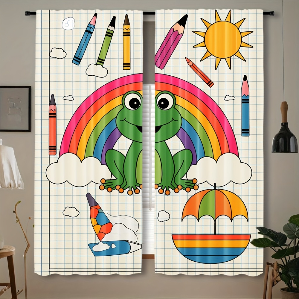 Baby Nursery Colors - Cute Rainbow Frog Curtain Window Decoration