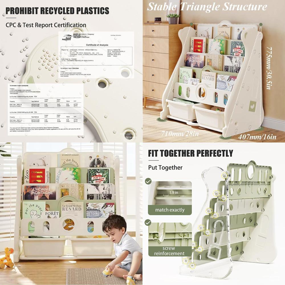 Baby Nursery Green - Kids Bookshel and Toy Storage Plastic