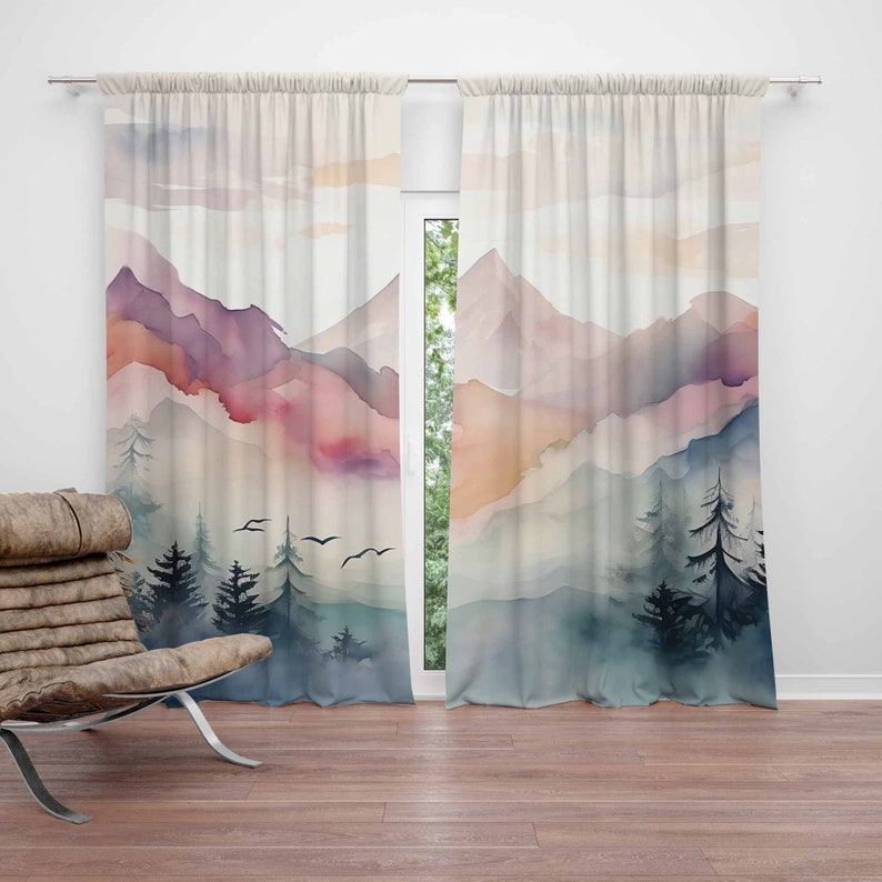Baby Nursery Blackout Curtains - Mountain Forest Nursery Curtain Kids Bedroom