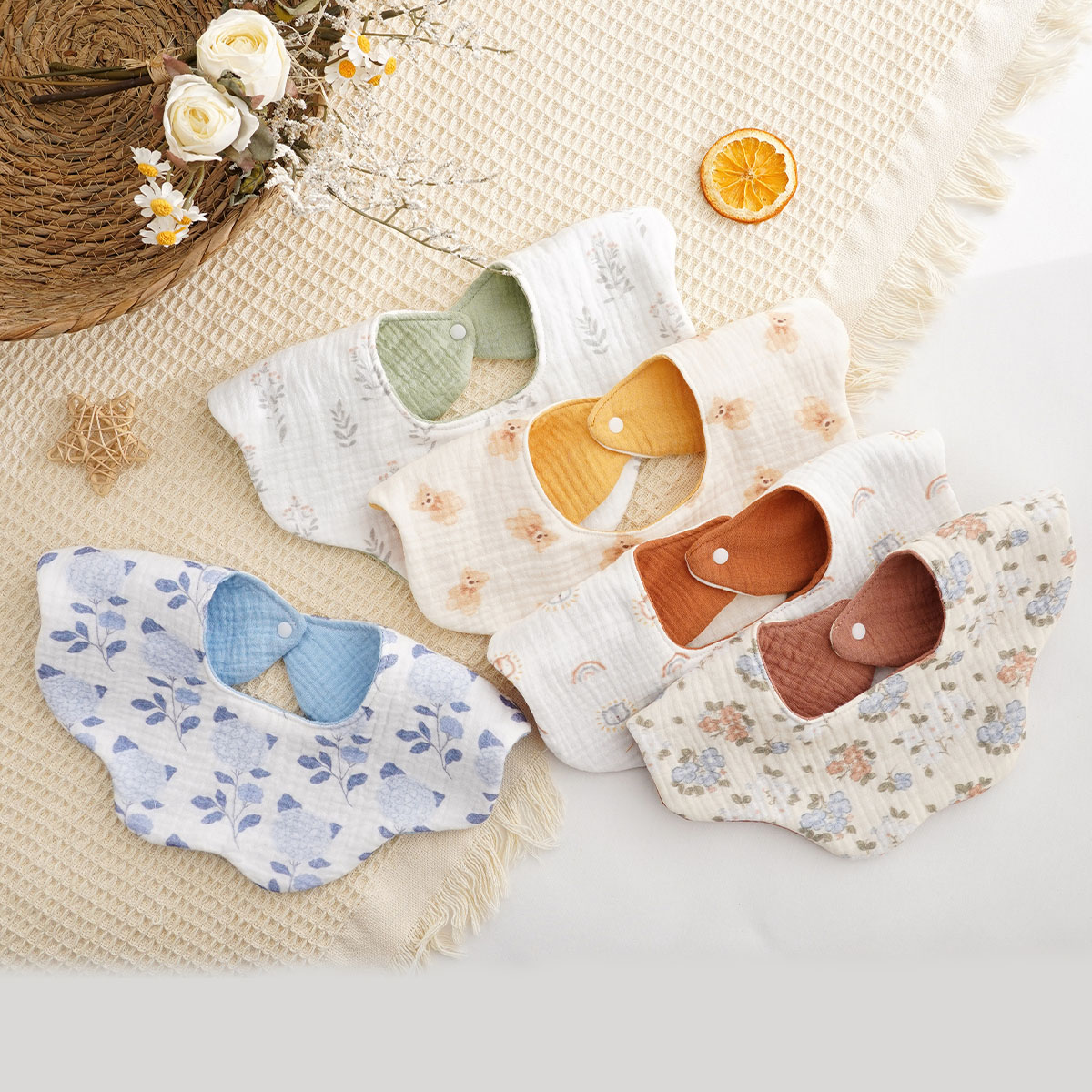 Baby Nursery Set - Happyflute 5 Pcs/Set Newborn Baby Bibs