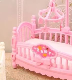 Baby Nursery Furniture - 1:12 Dollhouse Miniature Mini Baby Bed