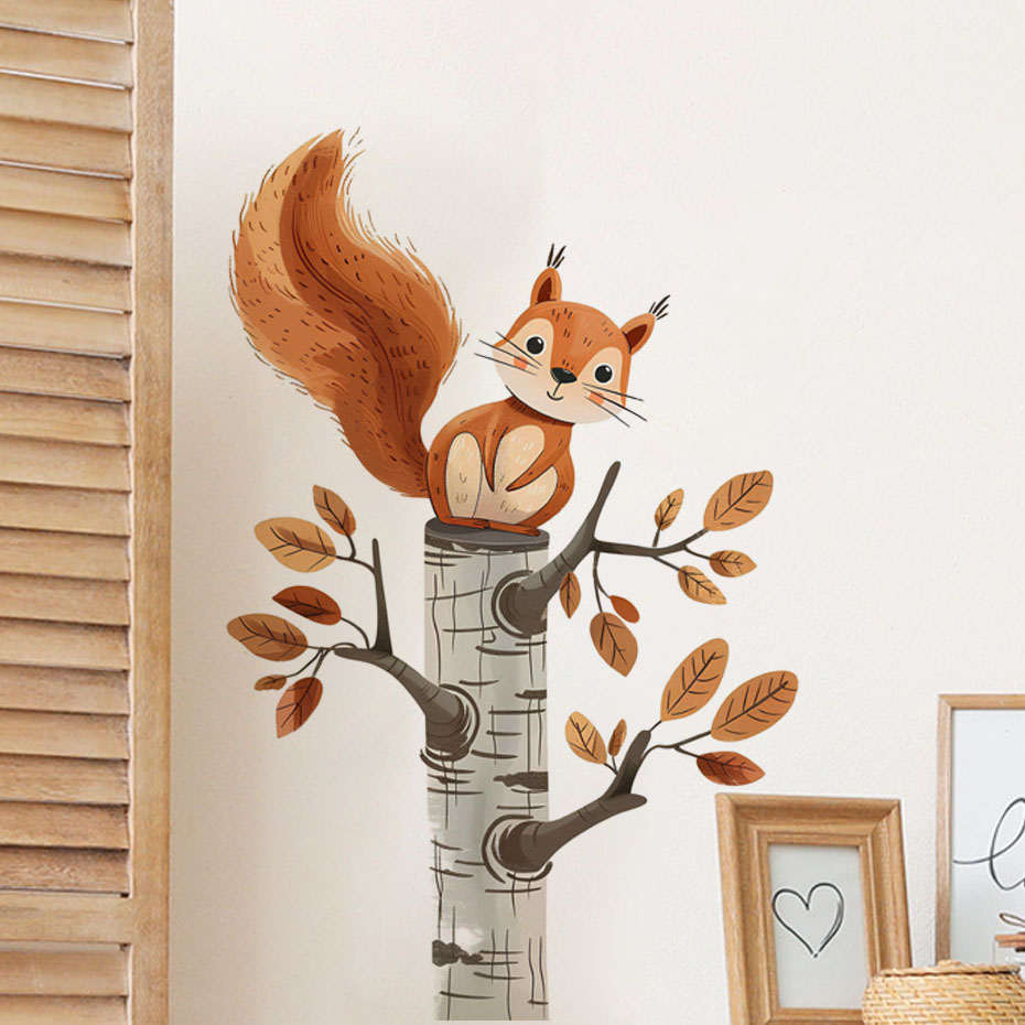 Baby Nursery Set Furniture - Cartoon Squirrel in a Tree Animals