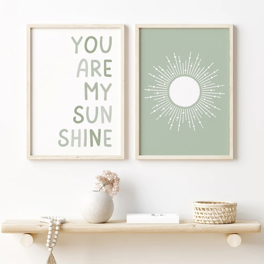 Baby Nursery Green - Wall Art Canvas Painting Nordic Light