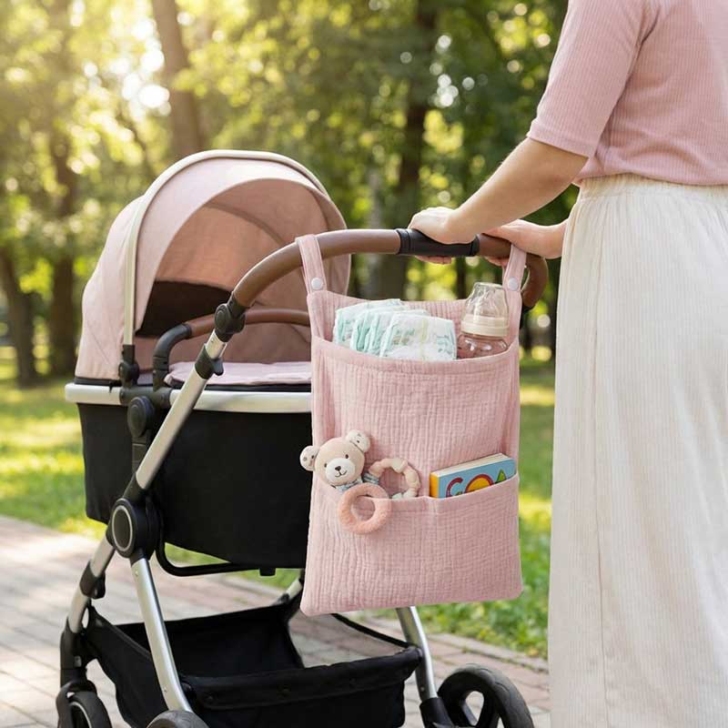 Baby Nursery Storage - Pure Cotton Baby Stroller Hanging Bag