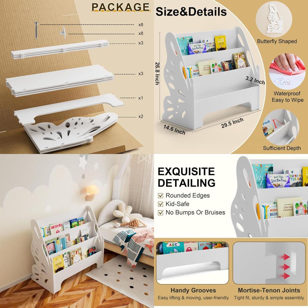 Baby Nursery Storage - 3 Tier Kids Bookshel - Nursery