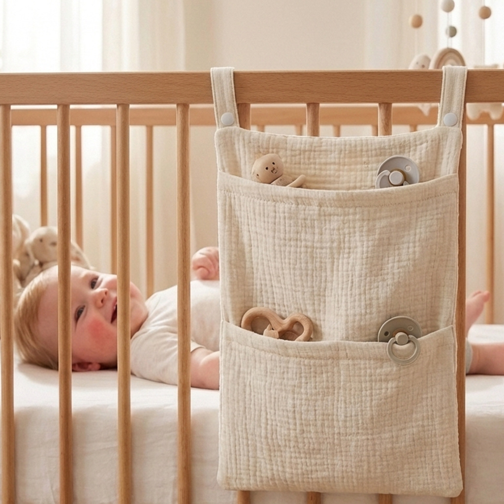 Baby Nursery Organiser - Baby Crib Organizer Hanging Storage Bag