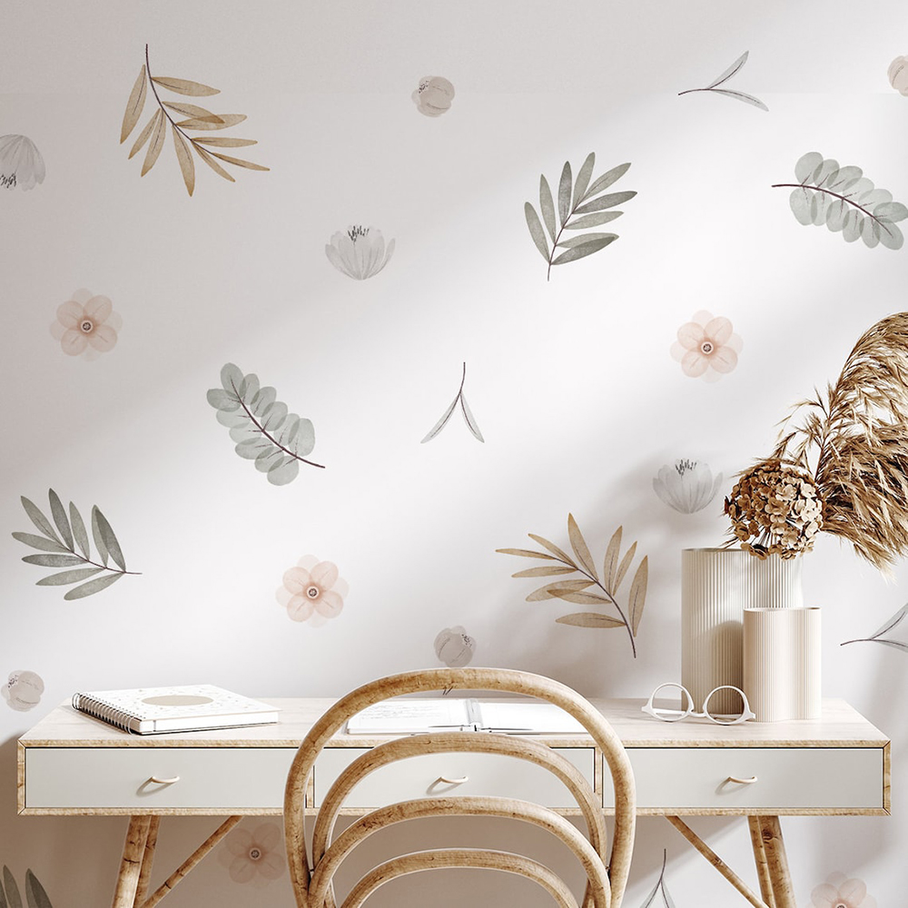 Baby Nursery Murals - Boho Leaves Botanical DIY Wall Decals