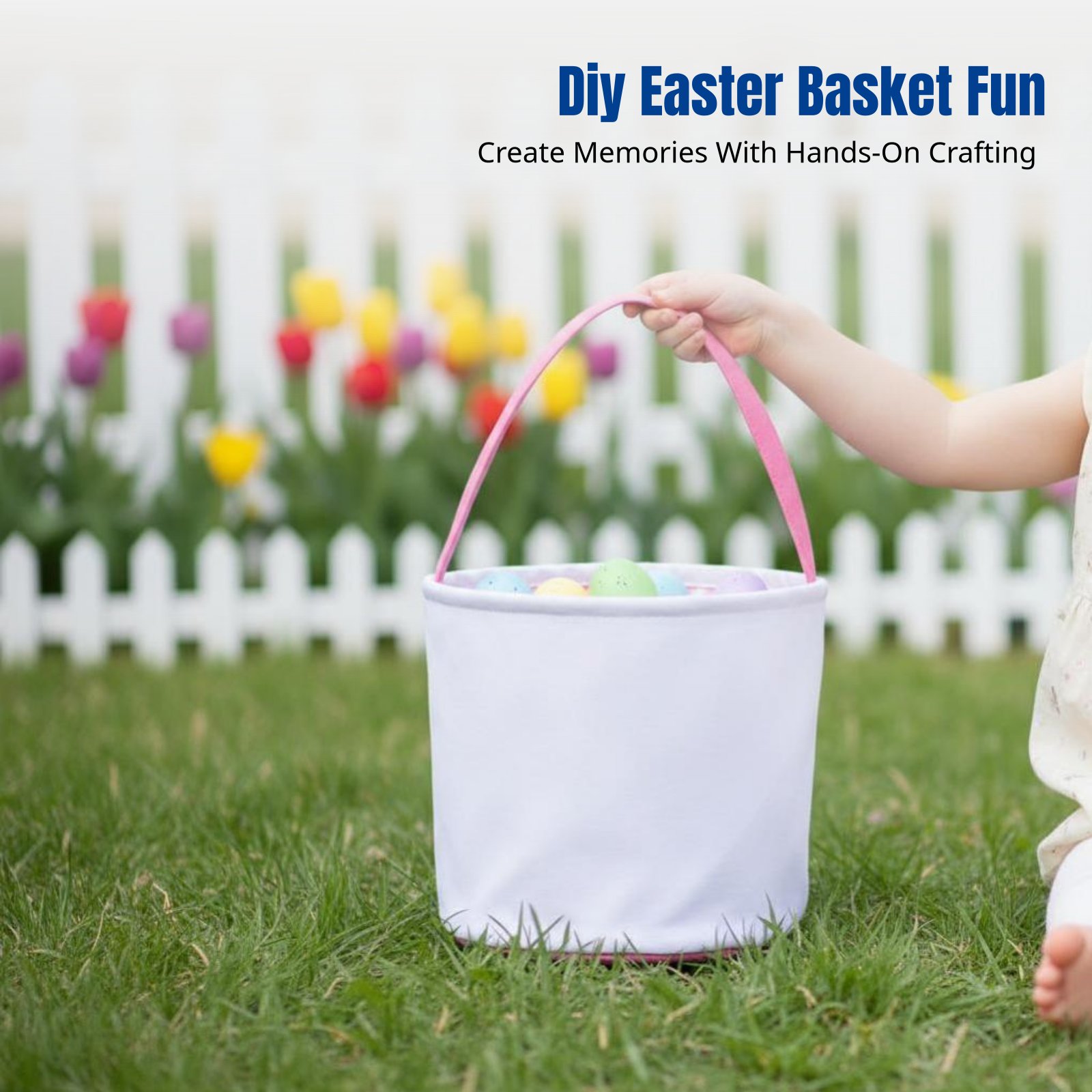 Storage Basket Fabric - Sublimation Canvas Easter Basket with Bunny