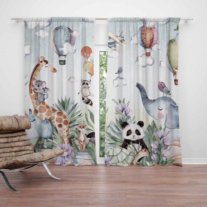 Baby Nursery Blackout Curtains - Safari Animal Party Nursery Curtain Kids