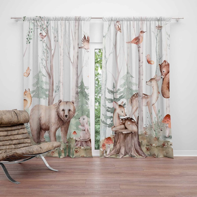 Baby Nursery Blackout Curtains - Forest Animals Curtains Kids Nursery Curtains