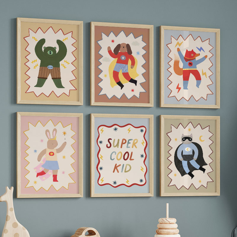 Baby Nursery Prints - Funny Cartoon Super Cool Kid Nursery