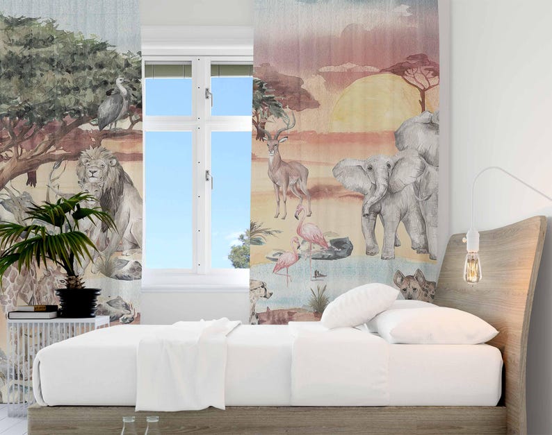 Safari Animals Curtain Kids Be - огляд і ціна Baby Nursery Blackout Curtains