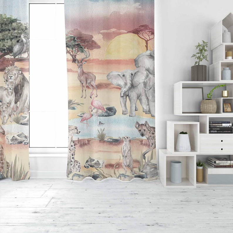 Safari Animals Curtain Kids Be - огляд і ціна Baby Nursery Blackout Curtains