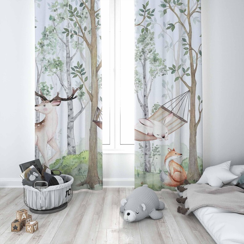Woodland Animals Curtains Kids - огляд і ціна Baby Nursery Youtube