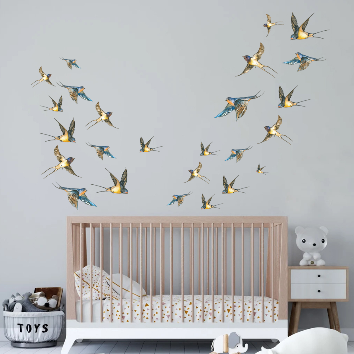 4Pcs Watercolor Multicolor Bir - огляд і ціна Baby Nursery Furniture