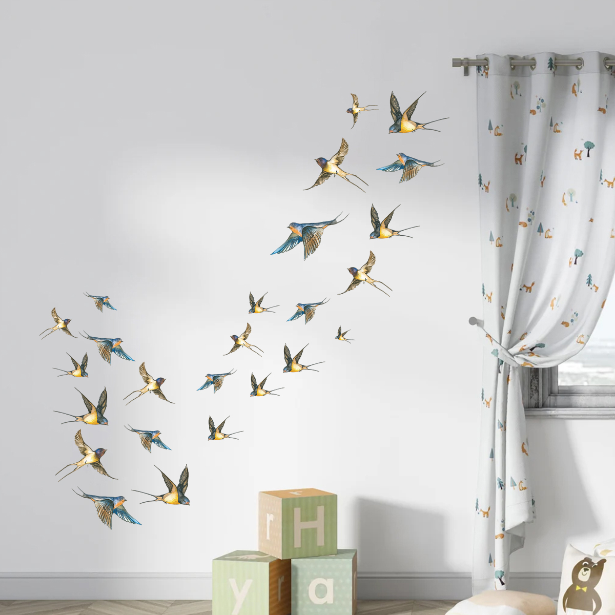 4Pcs Watercolor Multicolor Bir - огляд і ціна Baby Nursery Furniture