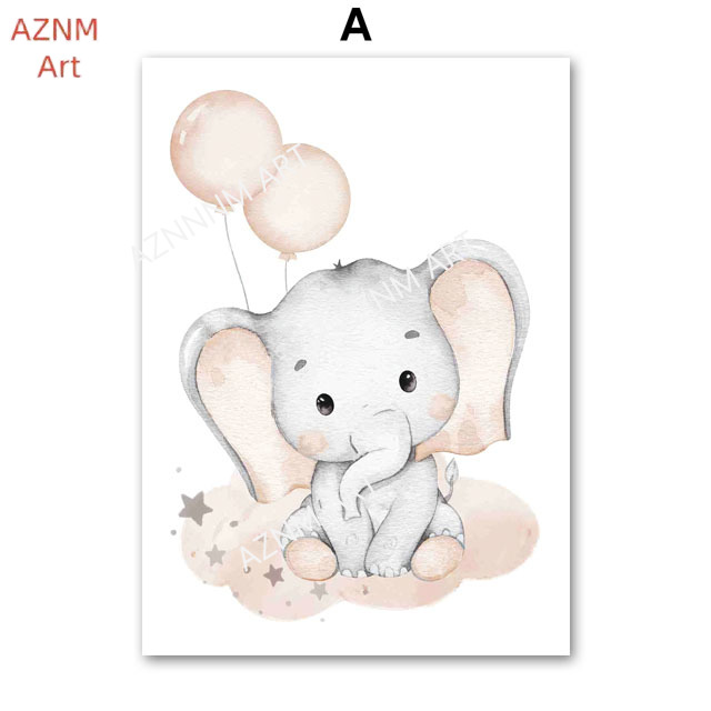 Elephant Balloon Rainbow Moon  - огляд і ціна Baby Nursery Prints