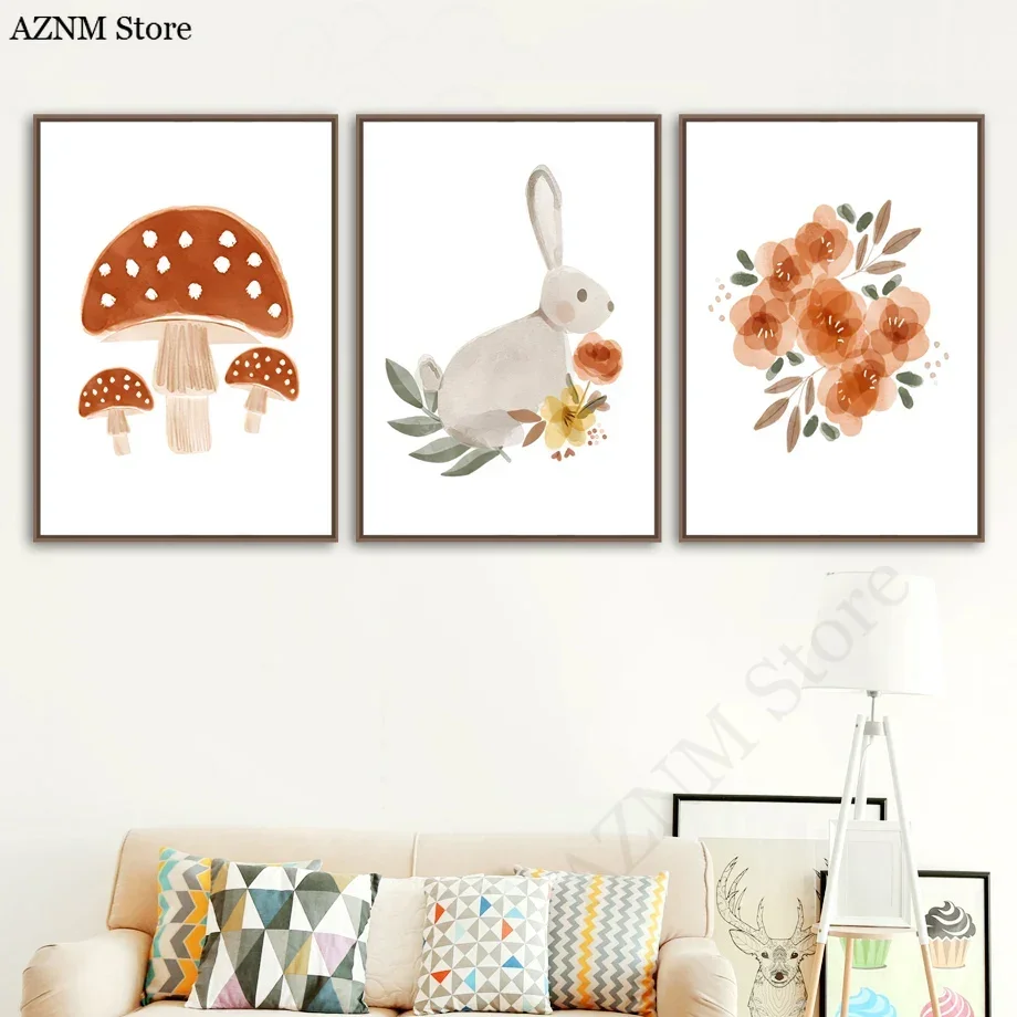 Watercolor Flower Rabbit Bird  - огляд і ціна Baby Nursery Murals