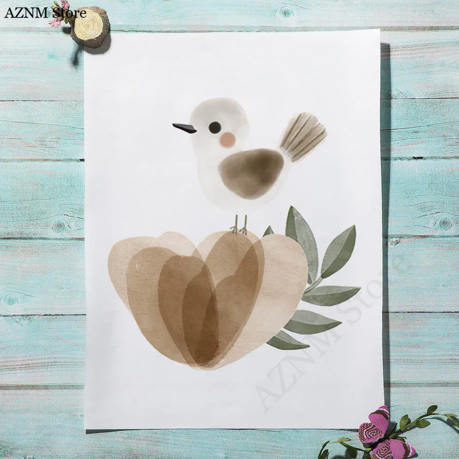 Watercolor Flower Rabbit Bird  - огляд і ціна Baby Nursery Murals