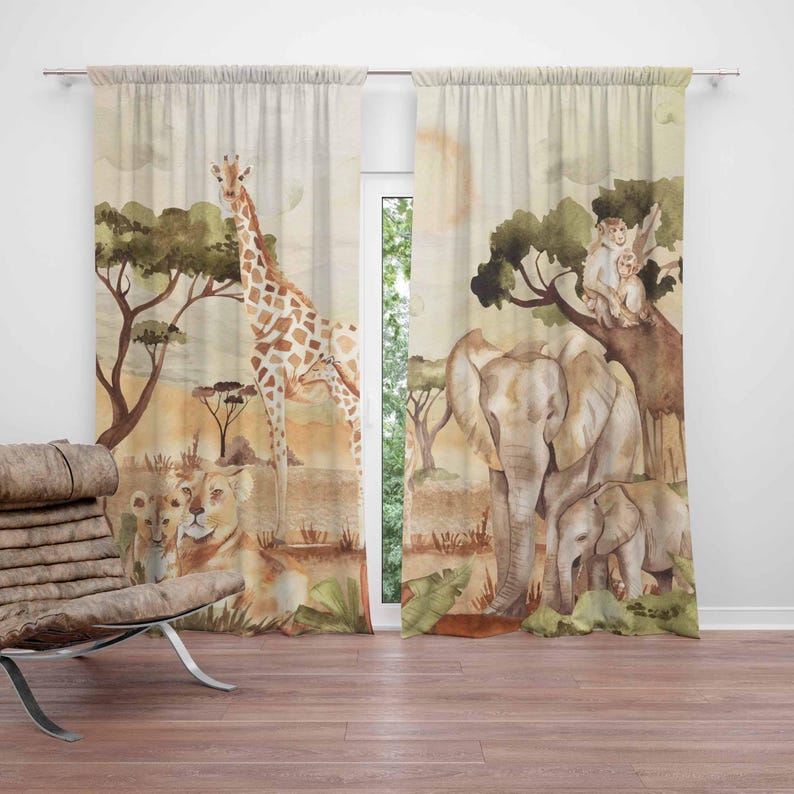Mom and Baby Curtains Safari A - огляд і ціна Baby Nursery Blackout Curtains