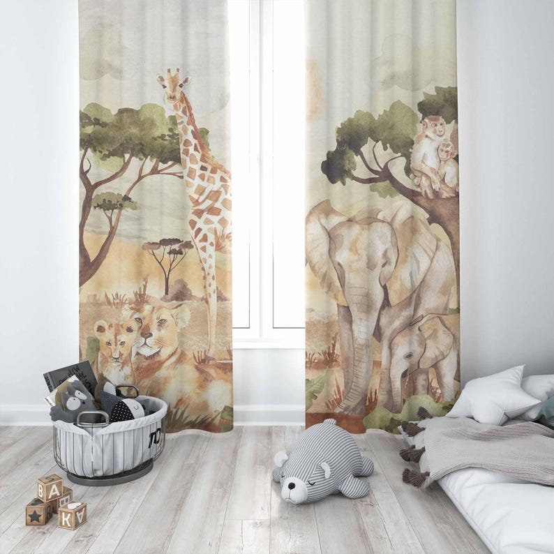 Mom and Baby Curtains Safari A - огляд і ціна Baby Nursery Blackout Curtains
