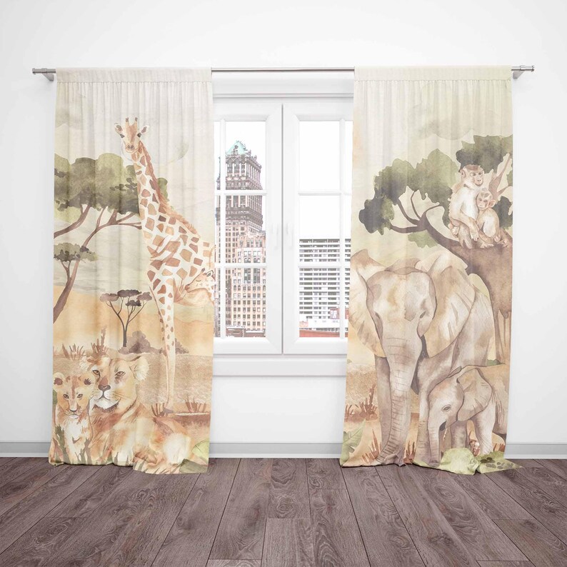 Mom and Baby Curtains Safari A - огляд і ціна Baby Nursery Blackout Curtains