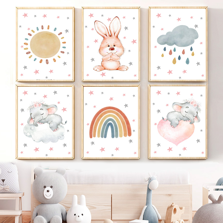 Watercolor Nursery Wall Art Mu - огляд і ціна Baby Nursery Murals
