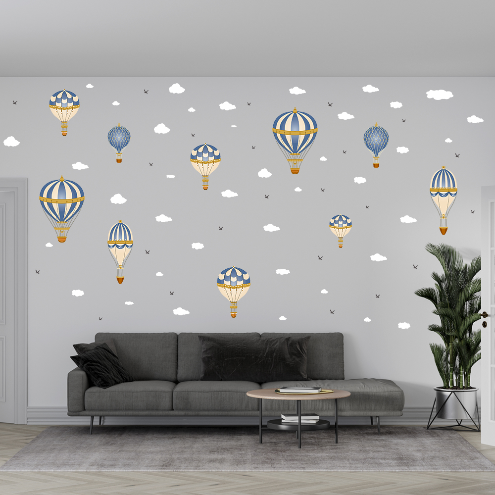 Cartoon Hot Air Balloon Clouds - огляд і ціна Baby Nursery Murals