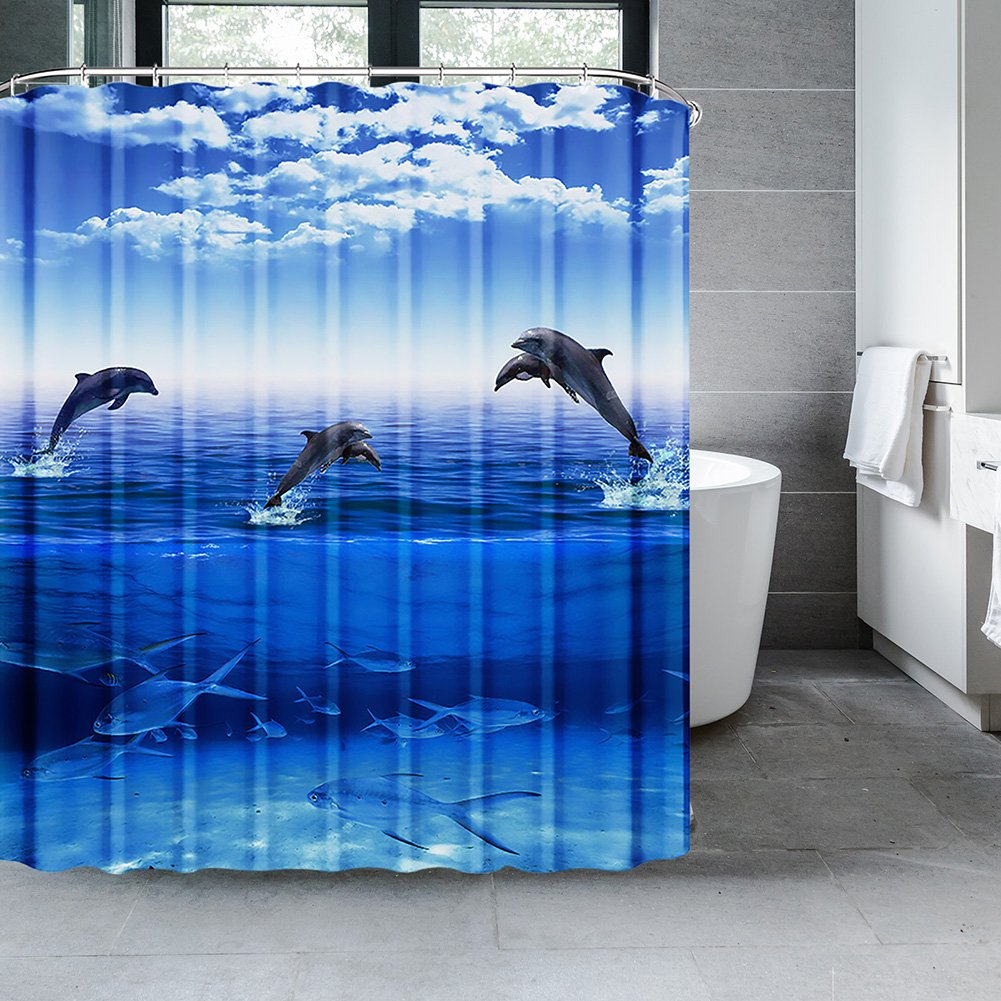 Dolphin Shower Curtain Blue Un - огляд і ціна Baby Nursery Green