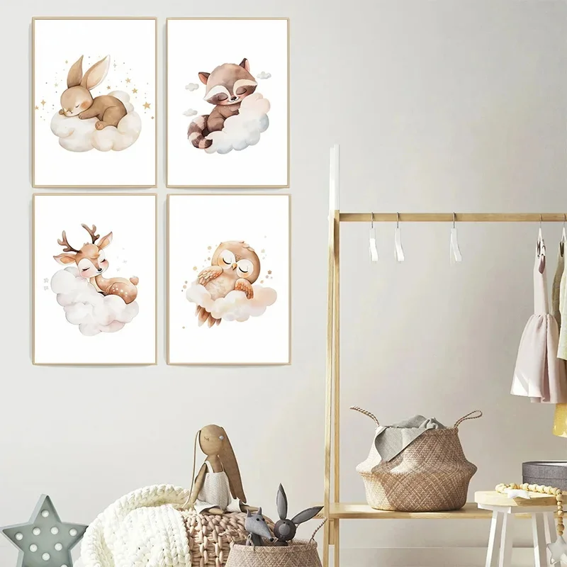 Cartoon Cloud Animal Canvas Pa - огляд і ціна Baby Nursery Murals
