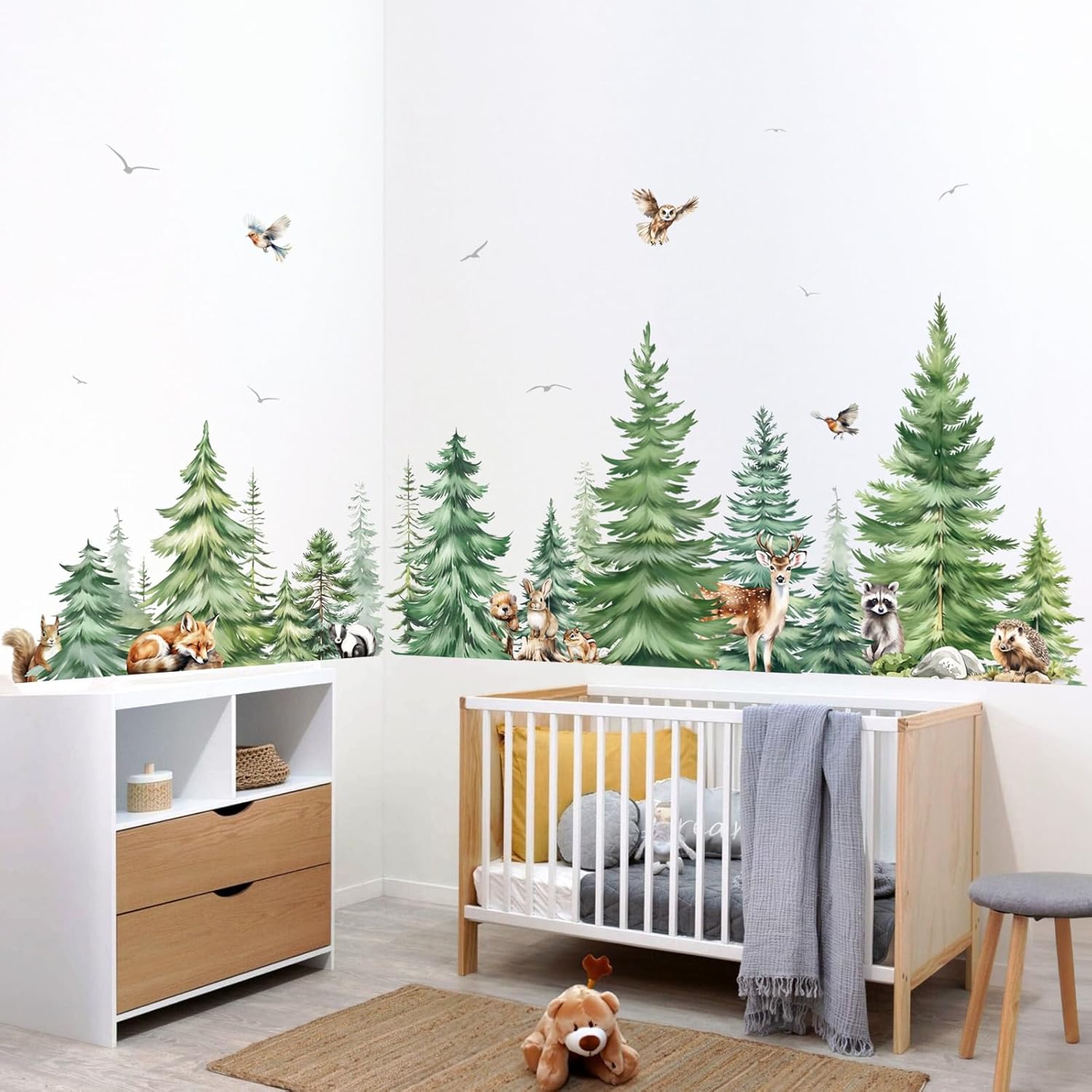 Large Watercolor Pine Tree Ani - огляд і ціна Baby Nursery Furniture
