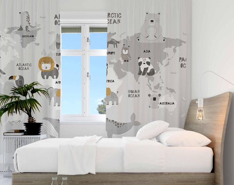 World Map Nursery Curtains Saf - огляд і ціна Baby Nursery Blackout Curtains
