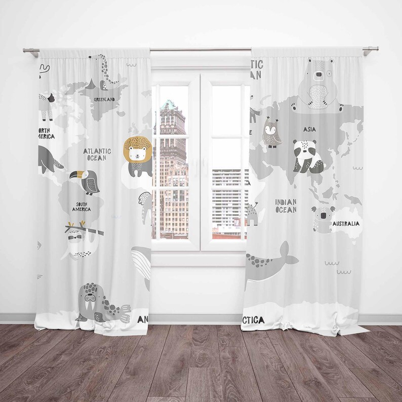 World Map Nursery Curtains Saf - огляд і ціна Baby Nursery Blackout Curtains
