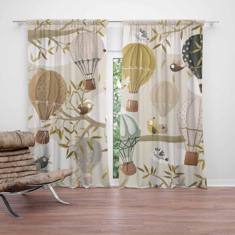 Hot Air Balloon Curtains Bird  - огляд і ціна Baby Nursery Blackout Curtains
