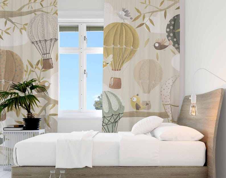 Hot Air Balloon Curtains Bird  - огляд і ціна Baby Nursery Blackout Curtains