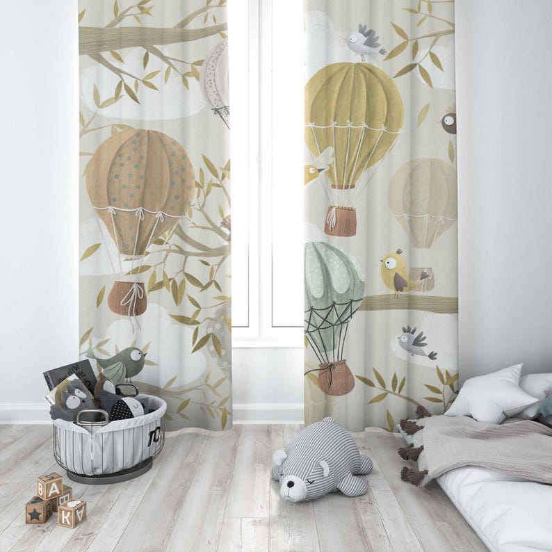 Hot Air Balloon Curtains Bird  - огляд і ціна Baby Nursery Blackout Curtains