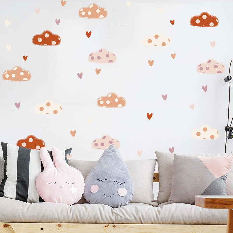 Boho Style Clouds Heart Shape  - огляд і ціна Baby Nursery Murals