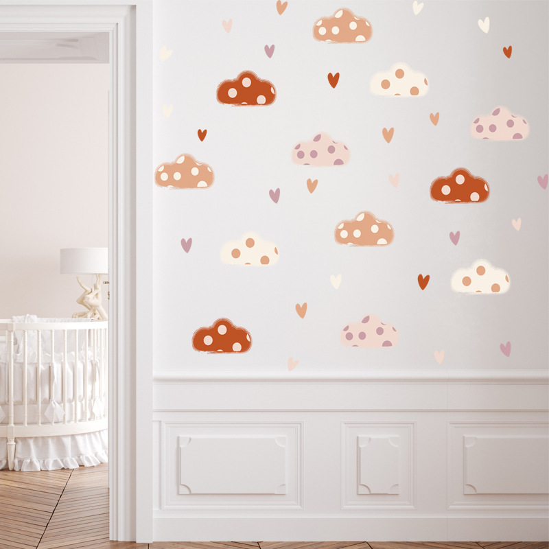 Boho Style Clouds Heart Shape  - огляд і ціна Baby Nursery Murals