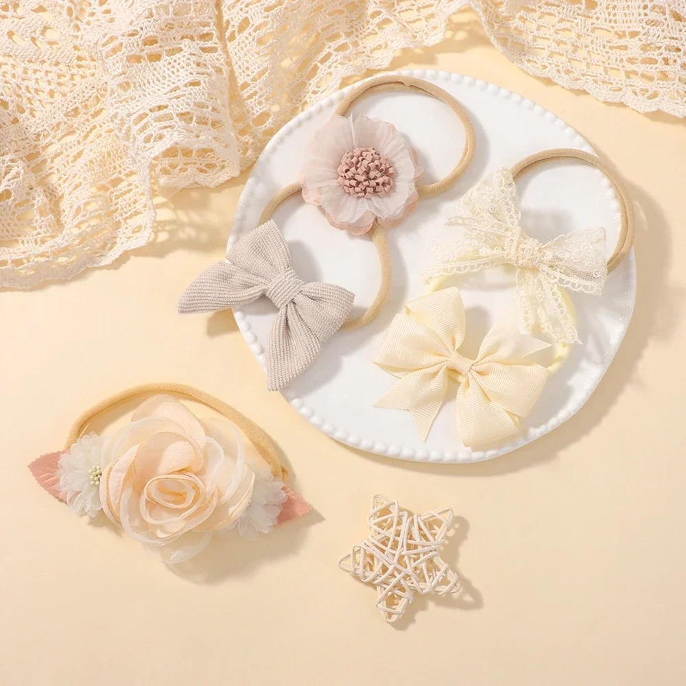 5Pcs Baby Flower Lace Bow Head - огляд і ціна Baby Nursery Set