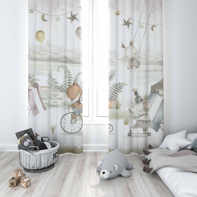Circus Animals Curtains Kids B - огляд і ціна Baby Nursery Blackout Curtains