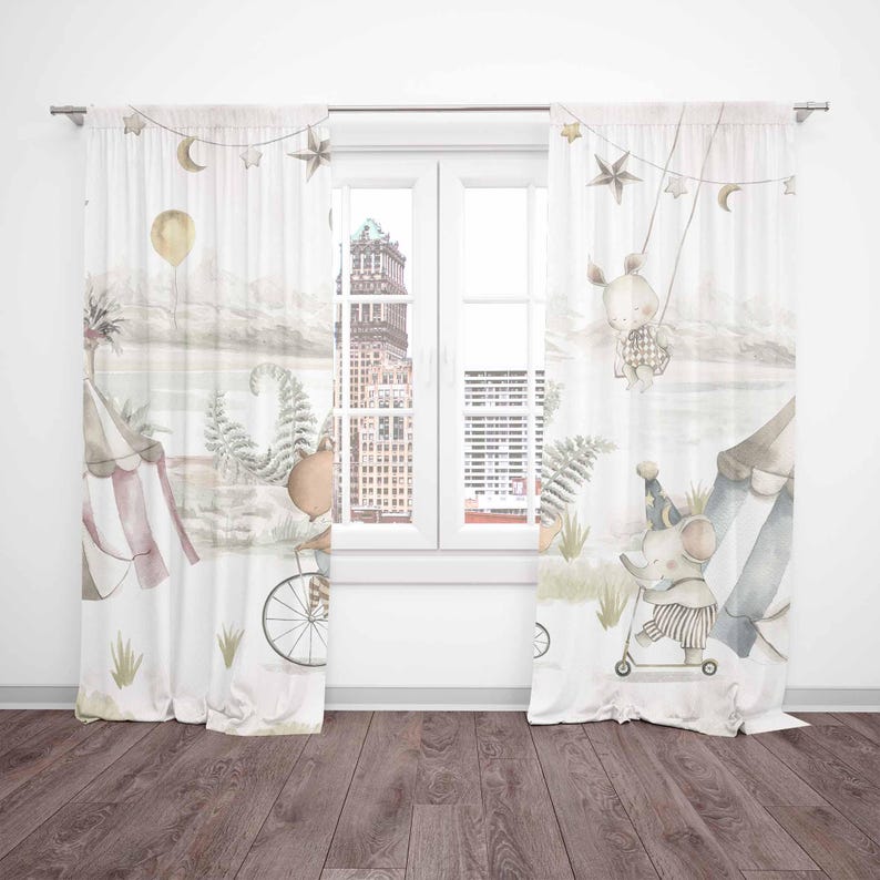 Circus Animals Curtains Kids B - огляд і ціна Baby Nursery Blackout Curtains
