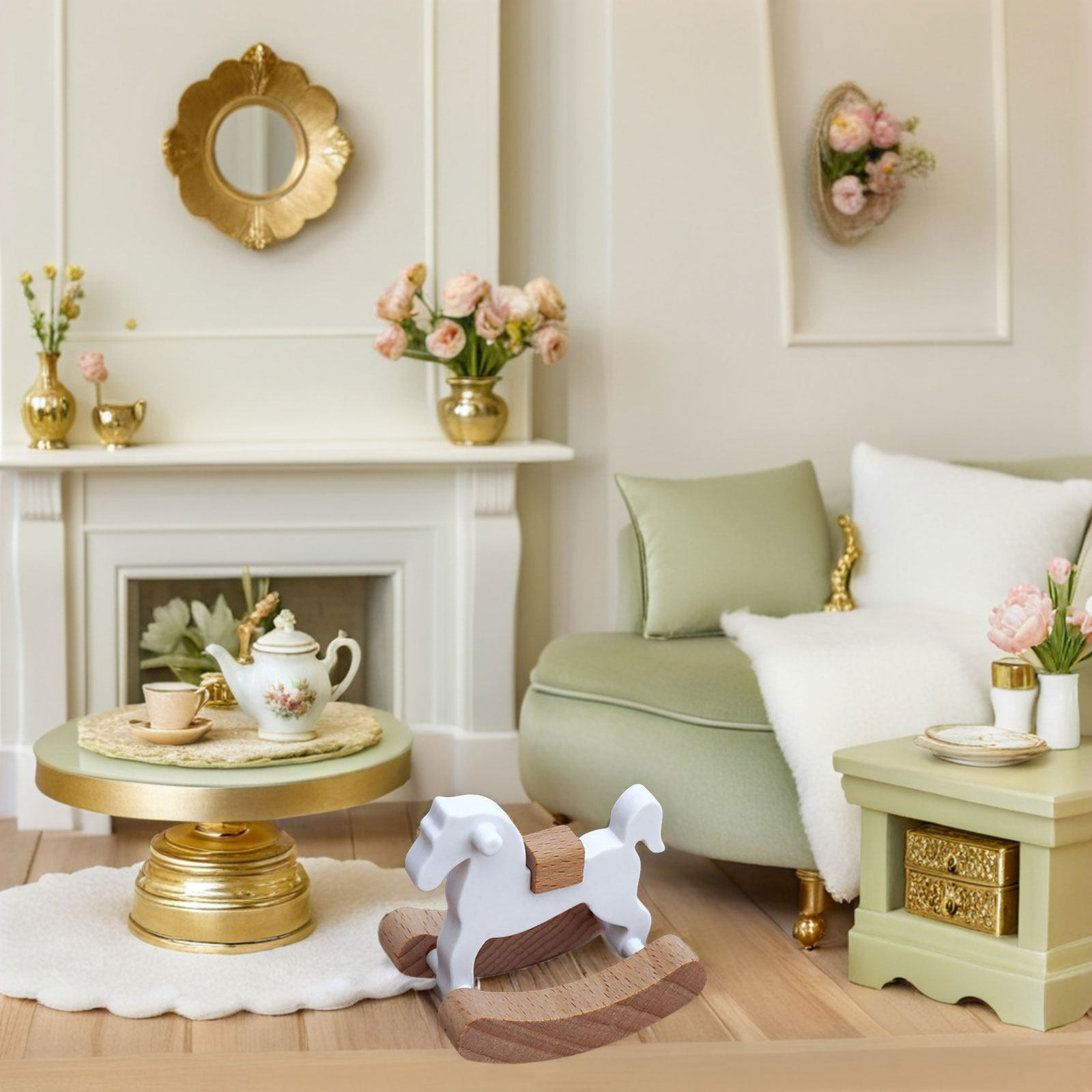 3Pcs Mini Wooden Rocking Horse - огляд і ціна Baby Nursery Colors