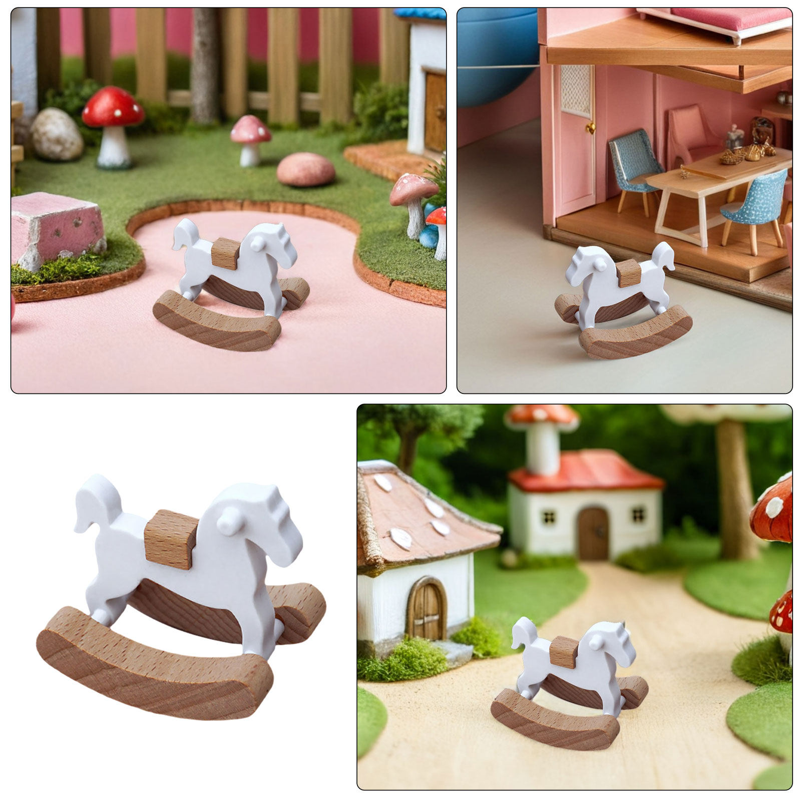 3Pcs Mini Wooden Rocking Horse - огляд і ціна Baby Nursery Colors