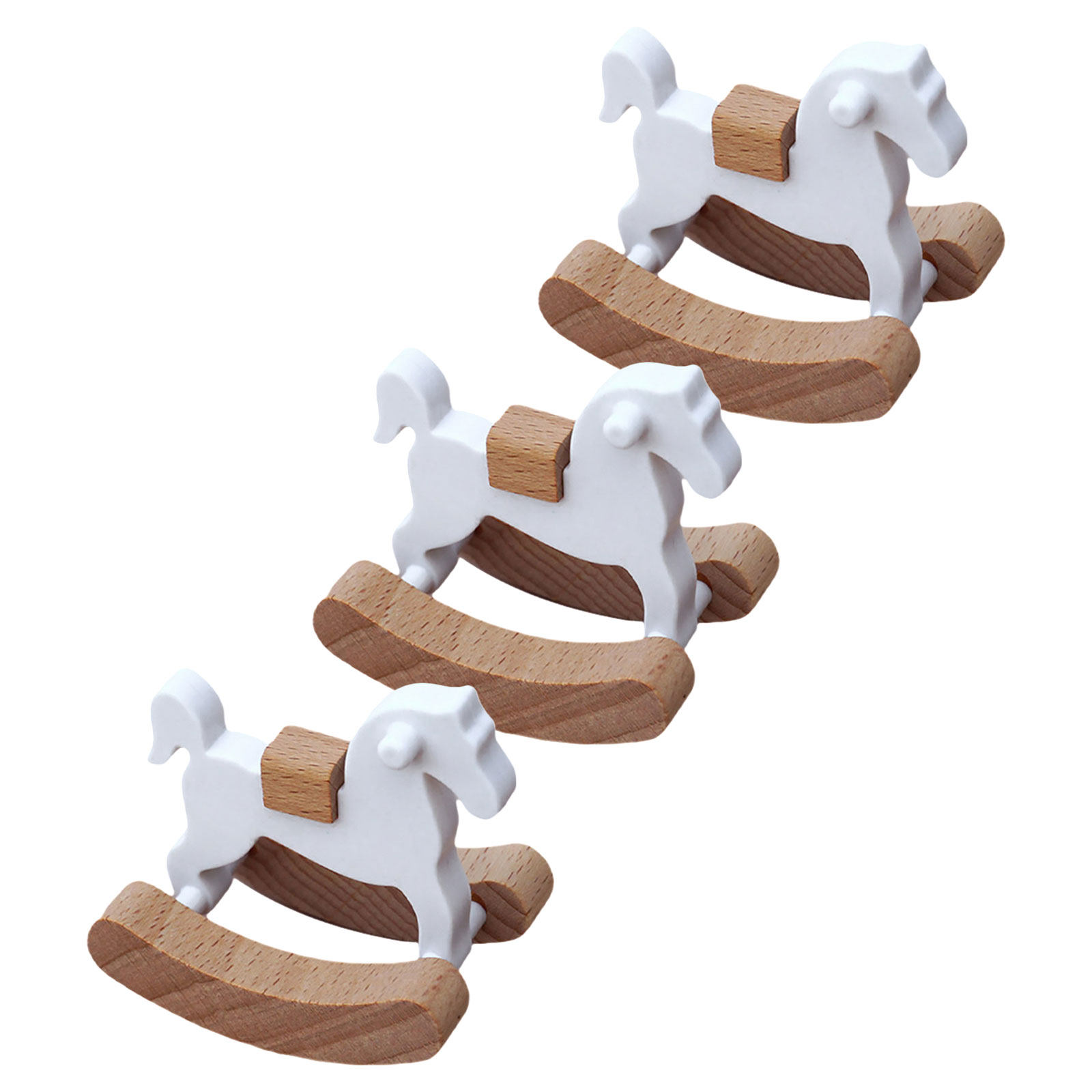 3Pcs Mini Wooden Rocking Horse - огляд і ціна Baby Nursery Colors