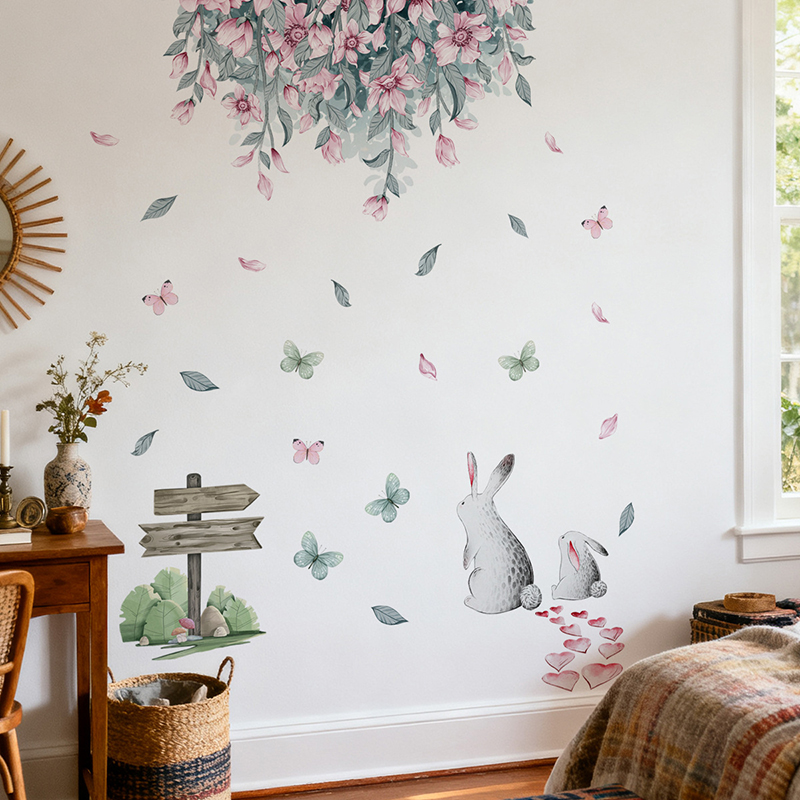 Pink Flower Green Leaves Cute  - огляд і ціна Baby Nursery Green