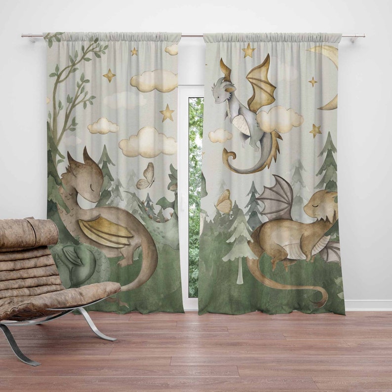Little Dragon Nursery Curtains - огляд і ціна Baby Nursery Blackout Curtains