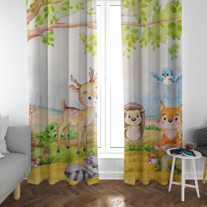 Woodland Animals Curtains Kids - огляд і ціна Baby Nursery Blackout Curtains