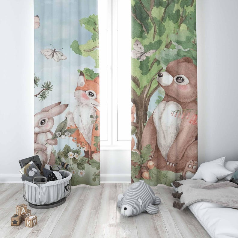 Forest Animals Curtains Kids B - огляд і ціна Baby Nursery Blackout Curtains